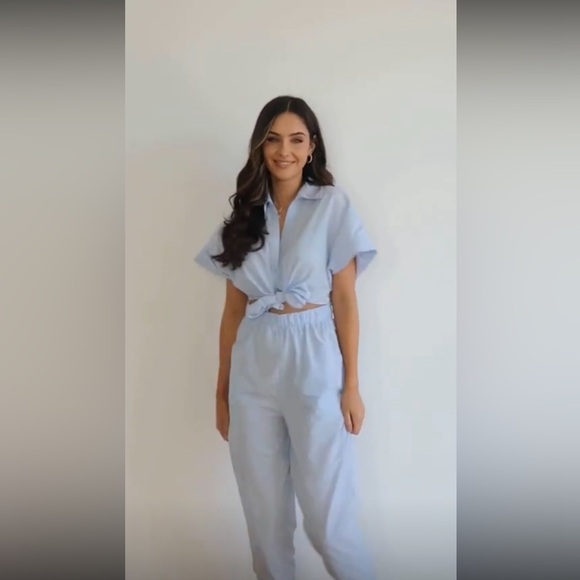 BNWT ZARA KNOTTED FRONT TIE POPLIN JUMPSUIT SZ XS - Picture 7 of 9